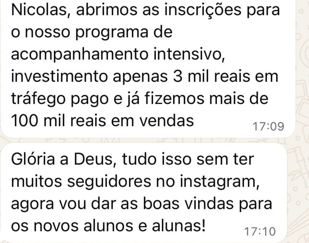3 mil em tráfego, 100 mil em vendas