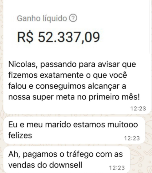 R$ 52.337,09 — meta no primeiro mês